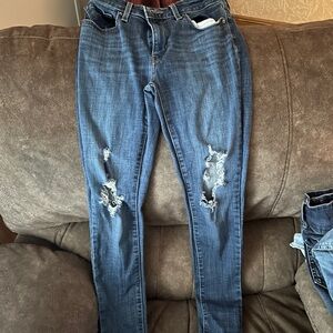 American Eagle Outfitters High Rise Distressed Blue Jeans